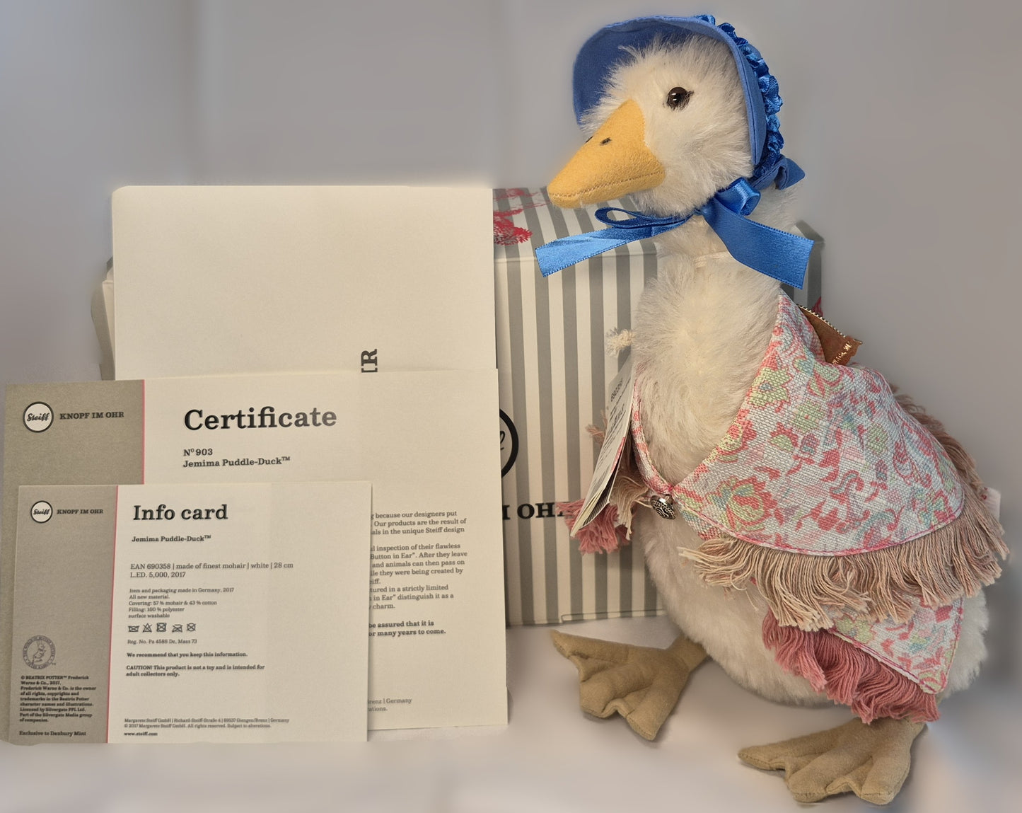 Steiff 690358 Jemima Puddle-Duck (TM), Danbury Mint, 26cm, selten, lim.  (2016)