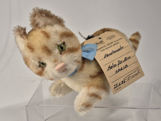 Steiff HANDMUSTER KATZE Alice im Wunderland, 13cm, nur1986, neuwertig ARCHIV