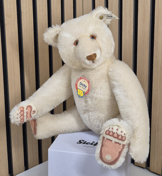 Steiff Dicky Bär Replika - weiß - 30cm - Musterstück - Neuwertig - (B2)