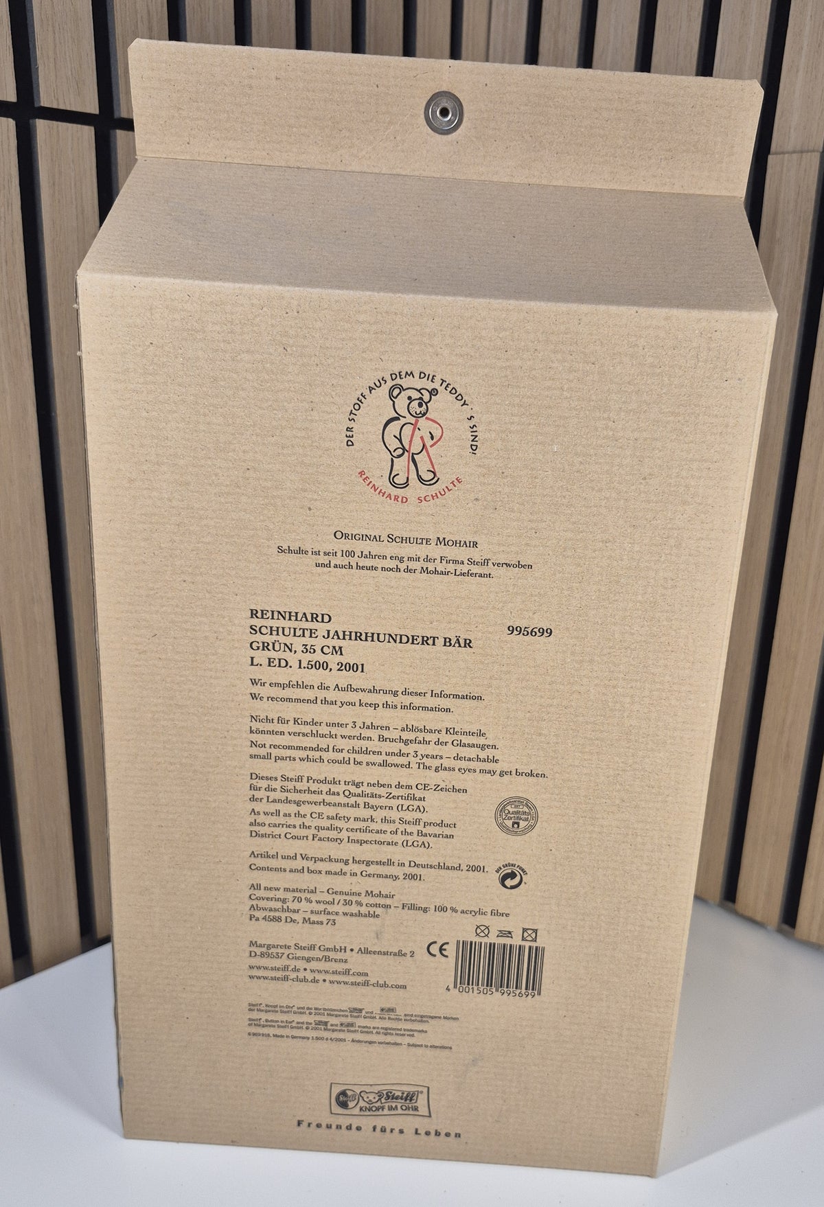 Steiff Reinhard Schulte Jahrhundert Bär - grün - 35cm - (995699) - Neuwertig - Limitiert