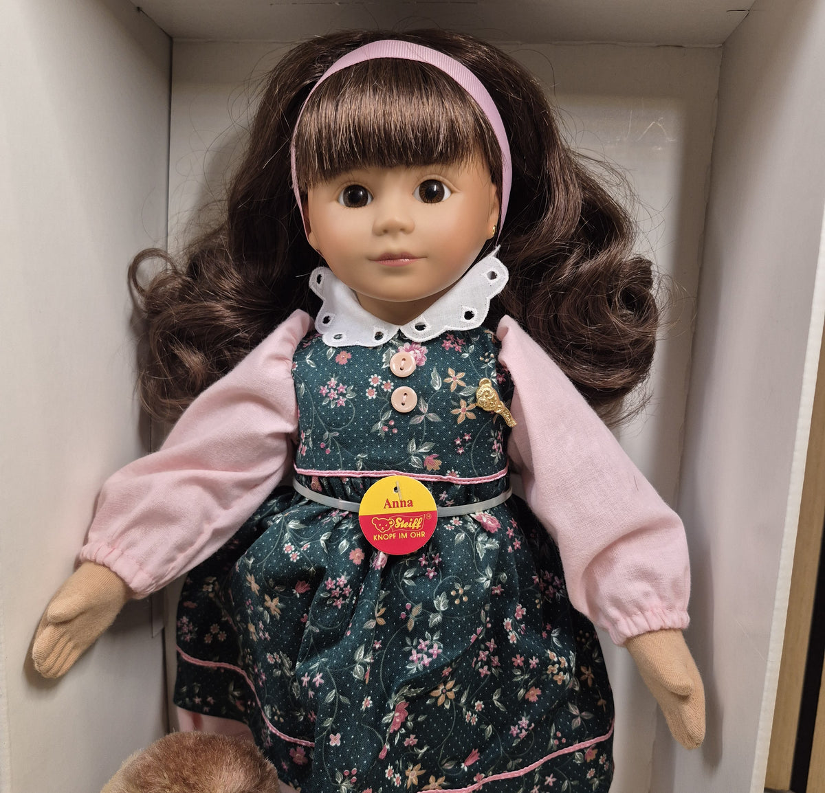 Steiff Puppe Anna mit Hund - 1993 - 43cm - (701085) - Neuwertig - limitiert