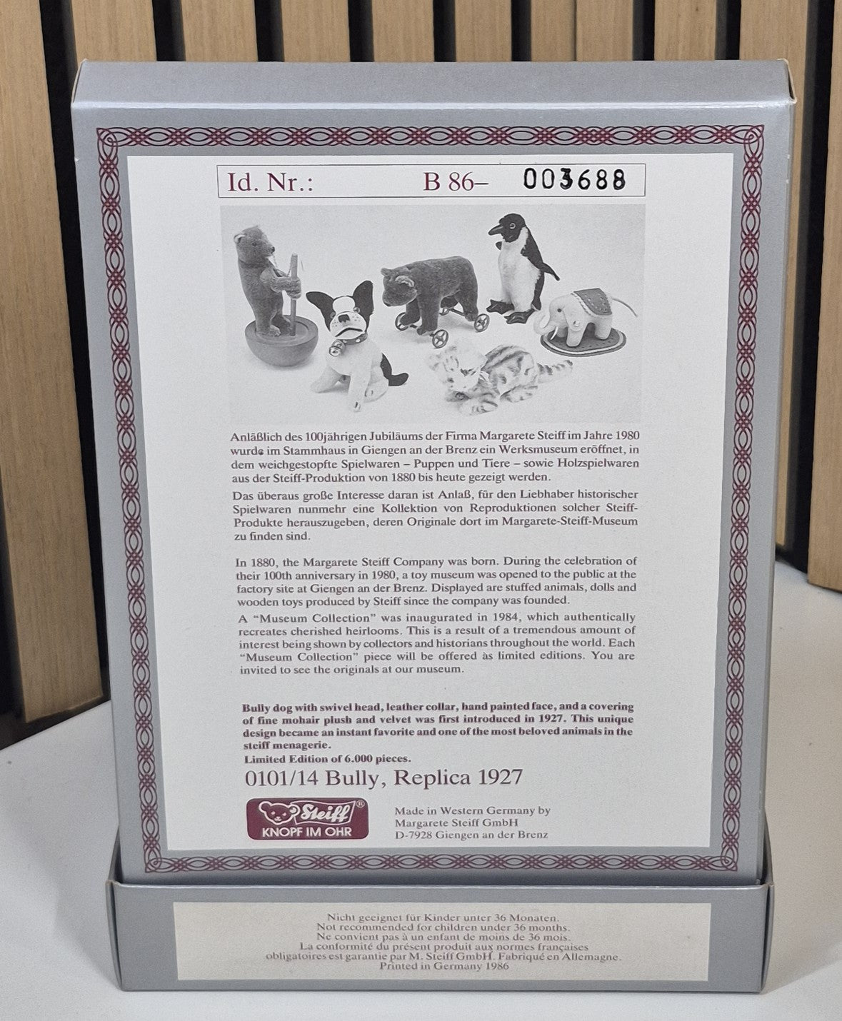 Steiff Bully Replika, Museum Coll. 1986/87 - (0101/14) - Neuwertig - OVP