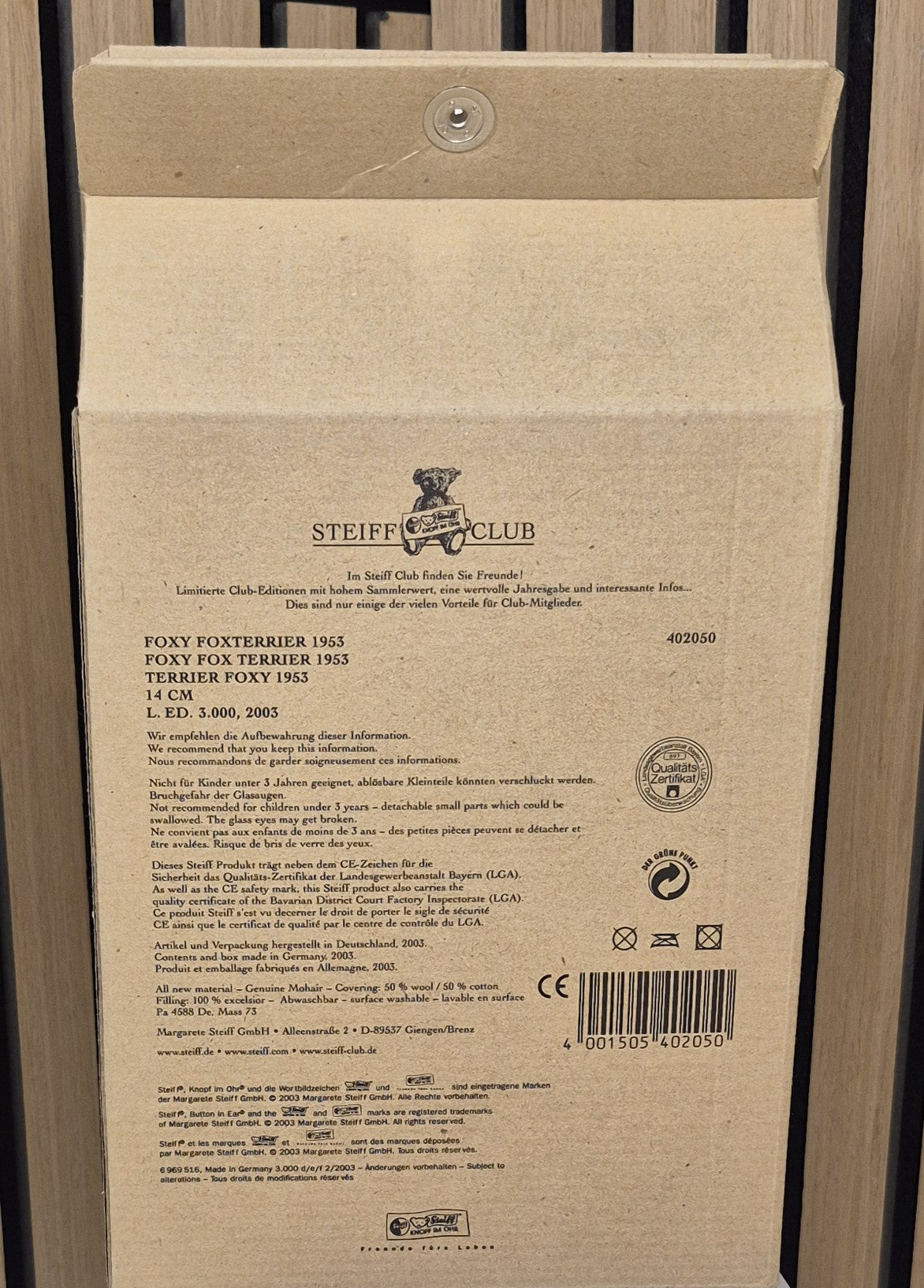 Steiff Foxy Replika - 14cm - 2003 - (402050) - Neuwertig - OVP