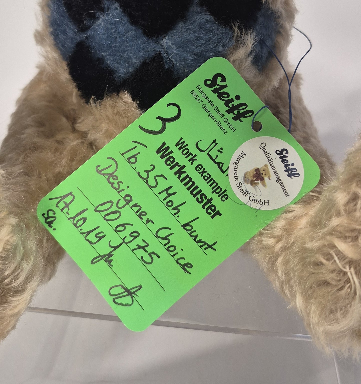 Steiff Designer's Choice Pablo Teddybär - WERKMUSTER -  2019 (006975)